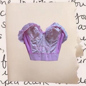 lace trim bow accent bustier top